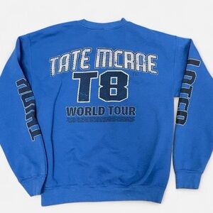 Tate McRae T8 World Tour Think Later Blue Crewneck Sweatshirt Size Medium